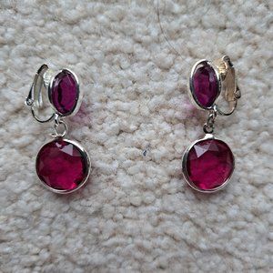 pink gem clip-on earrings